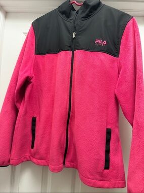 Fila Pink and Black Full-Zip Fleece Jacket